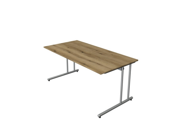 Kerkmann Schreibtisch start-up, B 1600 x T 800 x H 750 mm mit C-Fuß-Gestell in alusilber, Eiche, 11434055