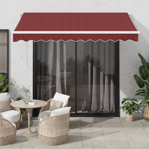 vidaXL Markise Manuell Weinrot 300x250 cm, Material: Pulverbeschichtetes Aluminium, Stoff (100% Polyester) mit PU-Beschichtung, 3215228