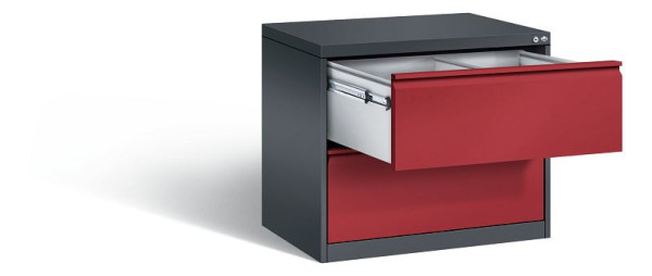 C+P Hängeregistraturschrank Acurado, H733xB787xT590mm, Farbe: Schwarzgrau / Rubinrot, Griffleiste, 12912-312 S10048