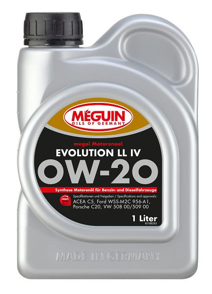 Meguin megol Motorenöl Evolution LL IV SAE 0W-20, Kanister Kunststoff, VE: 1 Liter, 33026