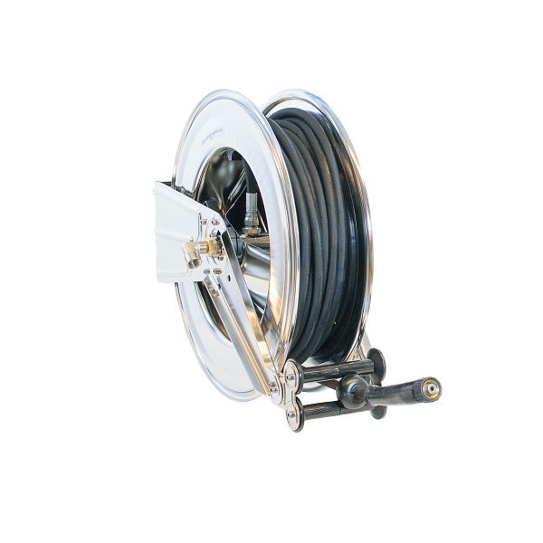 Ebinger Schlauchaufroller OSM 510, Max. 200bar/130°C, 25m - 10mm ID Hochdruckschlauch 2SN, Gehäuse: Edelstahl, 1.514.302