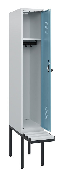 C+P Spind Evolo PLUS, 1 Abteil, 1950x300x815mm, 7035/0010, Drehriegel, Sitzfläche Kunststoff, 0490405-10 S10063