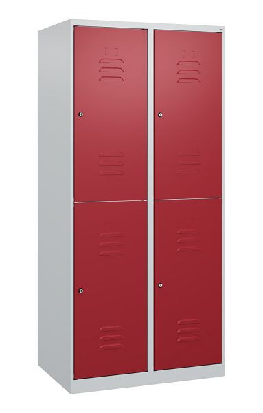 C+P Doppelstöckiger Spind Classic PLUS, 2 Abteile, 1700x800x500mm, 7035/3003, Zylinderschlösser, 0803007-22 S10014