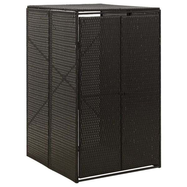 vidaXL Mülltonnenbox für 1 Tonne Schwarz 70x80x117 cm Poly Rattan, 319860
