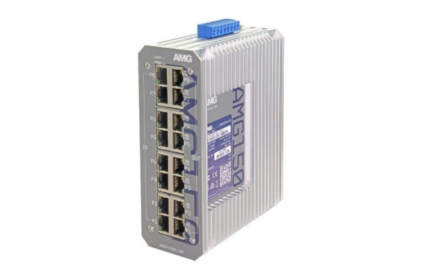 AMG Systems Industrieller PoE-Injektor 8x 10/100/1000Base-T(x) RJ45, 4x 60/90W PoE 802.3bt, 4x 30W PoE 802.3at, DIN Rail, AMG150-4GBT-4GAT-P480