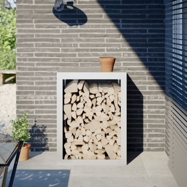 vidaXL Brennholzregal Weiß 60x40x80 cm Stahl, ordentliche Lagerung, 850997