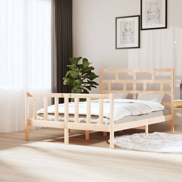 vidaXL Massivholzbett Kiefer 140x200 cm, Material: Massives Kiefernholz (unbehandelt), 3101348