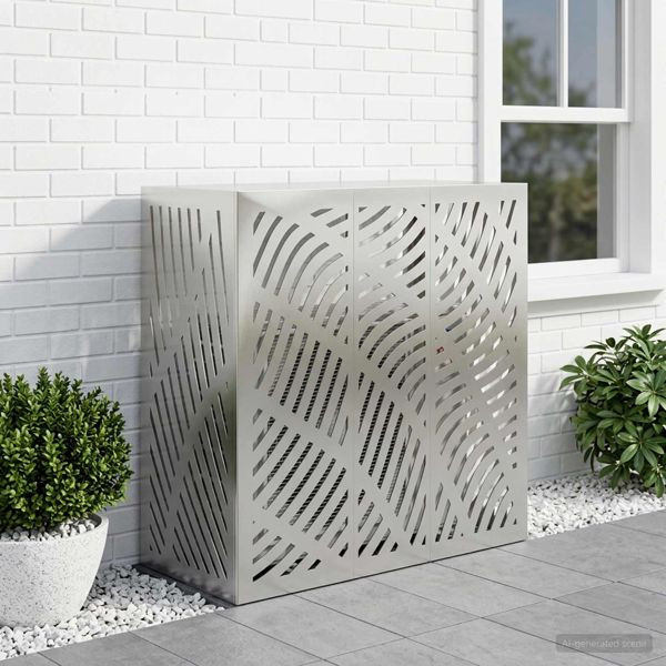 vidaXL Klimaanlagenabdeckung Silber 110 x 50 x 105 cm Edelstahl, 8014119
