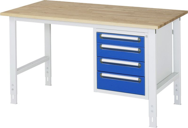 RAU Arbeitstisch Serie Tom (K-Modell 07), B2000 x T1000 x H760-1080 mm, Buche-Massiv-Arbeitsplatte, Stärke 25 mm, 06-625B10-20-KM07.11