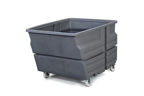 DENIOS Systembehälter aus Polyethylen (PE), mit Rollen, 600 Liter Volumen, grau, 187007