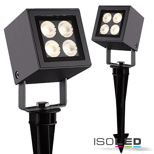 ISOLED LED Aussenstrahler Cube IP65, 4x2W CREE, anthrazit, warmweiß, 112188