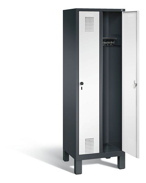 C+P Garderobenschrank Evolo, H1850xB610xT500mm, Farbe: Schwarzgrau / Verkehrsweiß, 48010-20 S10390