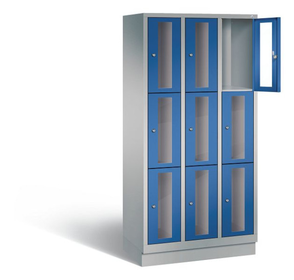 C+P Schließfachschrank Classic, H1800xB900xT500mm, Farbe: Weißaluminium / Enzianblau, 8020A303 S10010