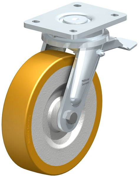 Blickle LO-SETH 200K-ST Stahlgeschweißte Schwerlast-Lenkrolle mit Feststeller, Blickle Extrathane®, Hellbraun, 51755