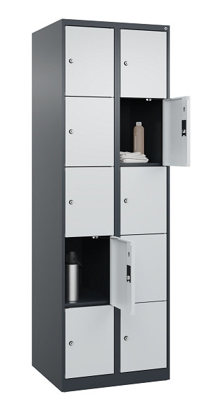 C+P Schließfachschrank Evolo PLUS, 10 Fächer, 1850x600x500mm, 7016/7035, 049000-205 S10017