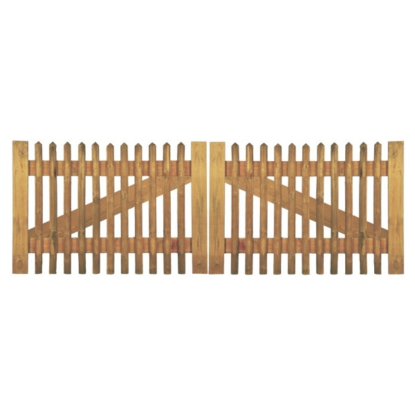 T&J Senkrechtzaun Doppeltor 300 x 100 cm, Latten 55 mm, kdi braun, ohne Beschlag, ohne Pfosten, 17028