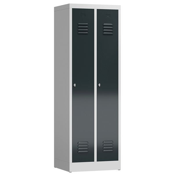 Lüllmann ClassiX Garderobenschrank, 2 Abteile, 1800 x 590 x 500 mm, lichtgrau/anthrazitgrau, X-510128