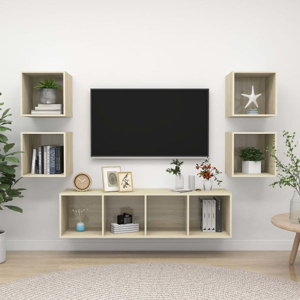 vidaXL 5-teilig TV-Schrank-Set Sonoma-Eiche Holzwerkstoff, 3079622