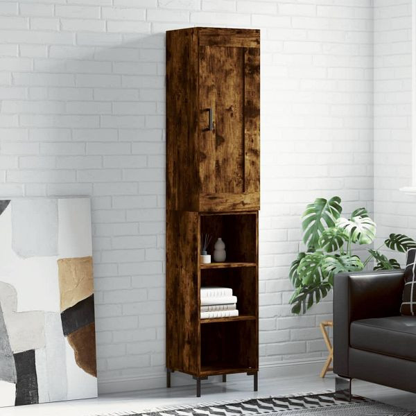 vidaXL Highboard Räuchereiche 34,5x34x180 cm Holzwerkstoff, 3200326