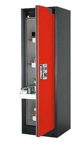 asecos Gefahrstoffschrank Select W-64R-O (one touch), 600 mm, 4 Auszüge, Tür rot, 3007504630088