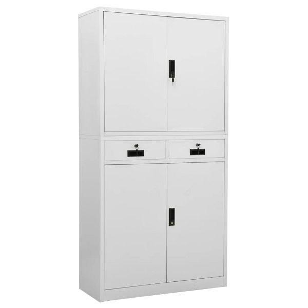 vidaXL Büroschrank Hellgrau 90x40x180 cm Stahl, Material: Stahl, 336418