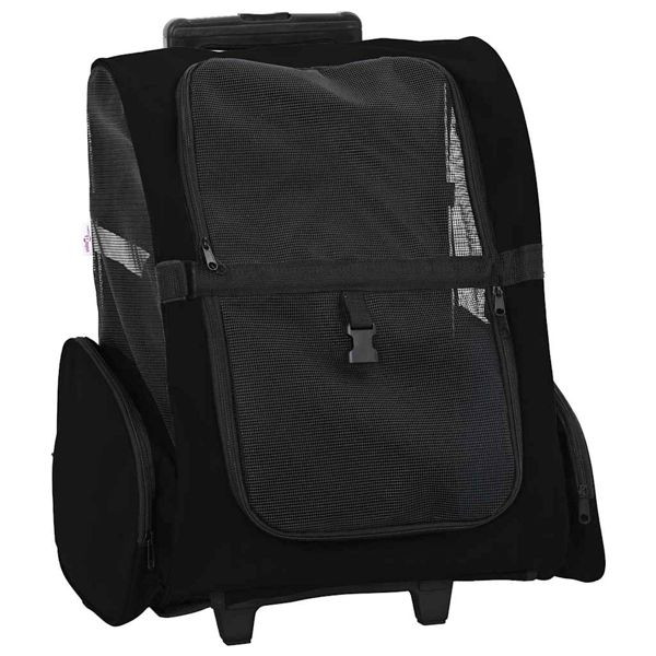 vidaXL Trolley für Haustiere 3-in-1 Schwarz 48x32x(57-106) cm cm Oxford-Gewebe, 42007372