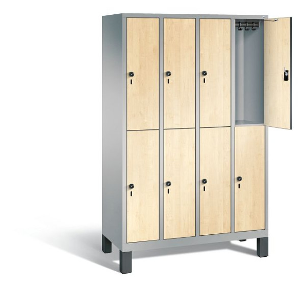 C+P Spind doppelstöckig Evolo, H1850xB1190xT500mm, Farbe: Weißaluminium / Dekor Donau-Ahorn, 48310-40 S10549