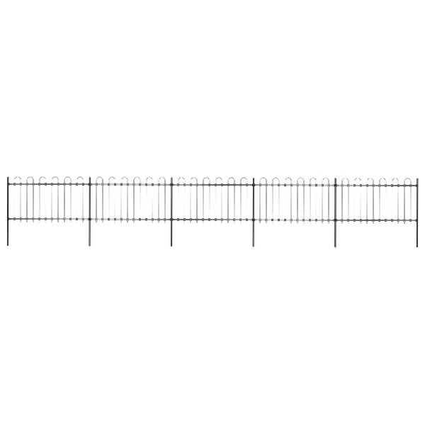 vidaXL Gartenzaun mit Bügel-Design Stahl 8,5 x 1 m Schwarz, 277660
