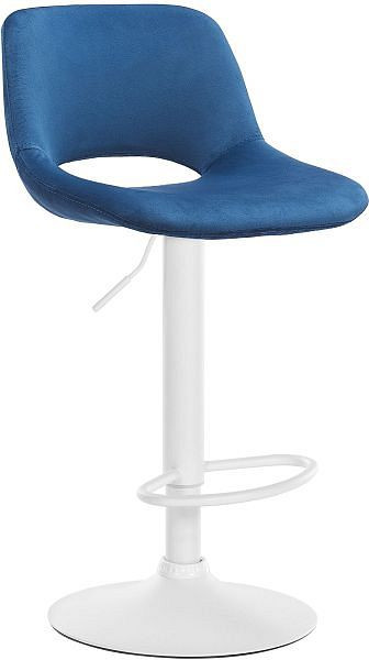 CLP Barhocker Camden Samt weiß, blau, 324171, 4255716320980