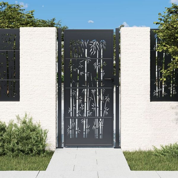 vidaXL Gartentor Anthrazit 105x180 cm Stahl Bambus-Design, 153182