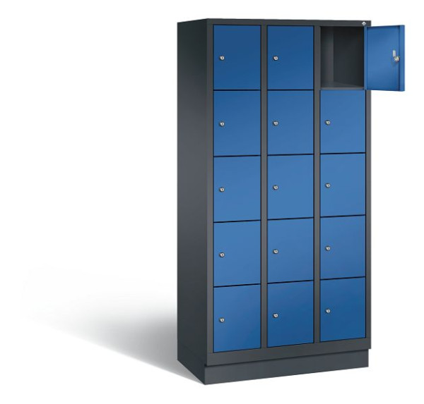 C+P Schließfachschrank Evolo, H1800xB900xT500mm, Farbe: Schwarzgrau / Enzianblau, 48020-305 S10013