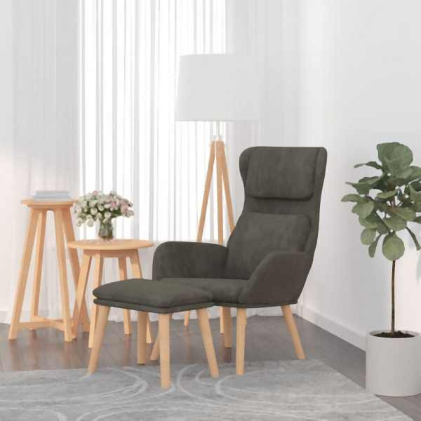 vidaXL Relaxsessel mit Hocker Dunkelgrau Samt, Füllung: Schaumstoff, 3097821