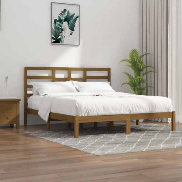 vidaXL Massivholzbett Honigbraun 200x200 cm, 3105818, 8720287045601