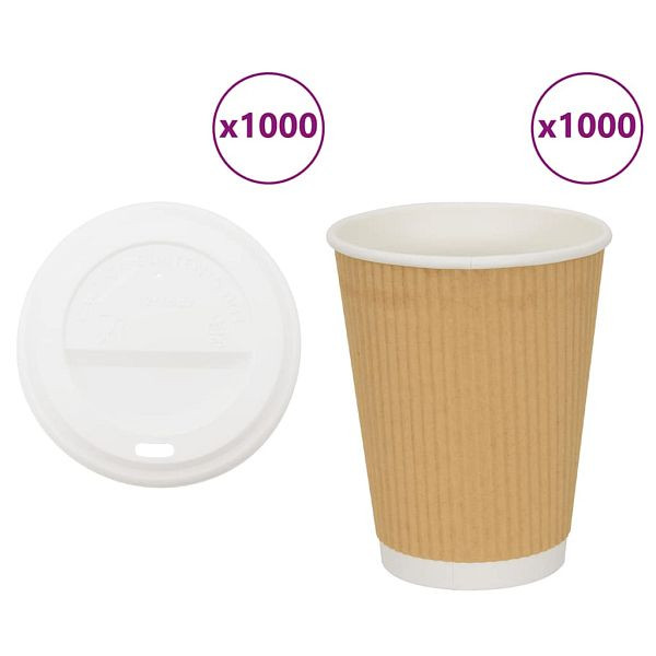 vidaXL Pappbecher mit Deckeln 1000 Stk. 16oz 400ml, 3325226