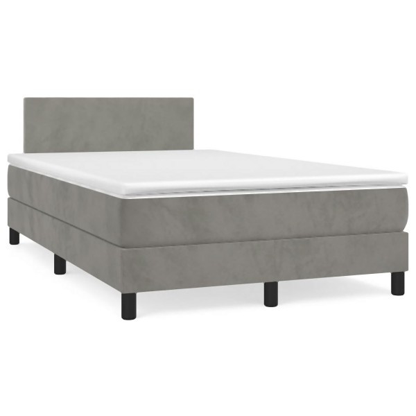 vidaXL Boxspringbett mit Matratze Hellgrau 120x190 cm Samt, 3269825