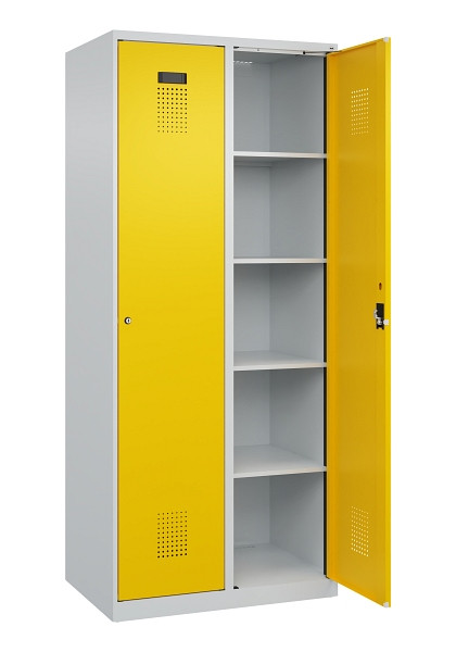 C+P Wäsche-Spind Evolo PLUS, 2 Abteile, 1850x800x500mm, 7035/1023, Verschluss Zylinderschloss, Ablageböden 8, 049000-22B S10028