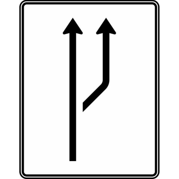 Stein HGS Aufweitungstafel ohne Gegenverkehr, 1-streifig plus Fahrstreifen rechts Nr. 541-20, RA1/Flachform 2mm, ohne Entfernungsangabe, 1600x1250mm, 541-20-111