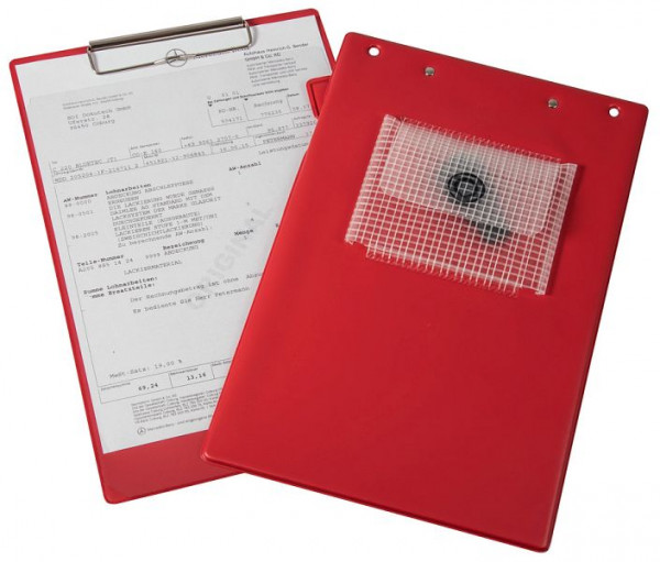 Eichner Auftragstasche "Klemmfix" mit Blockklammer, Rot, VE: 10 Stück, 9015-00347