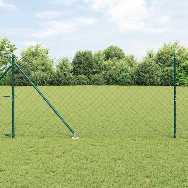 vidaXL Kettengliedzaun mit Pfosten Grün 1.4 x 10 m Stahl, 3351151