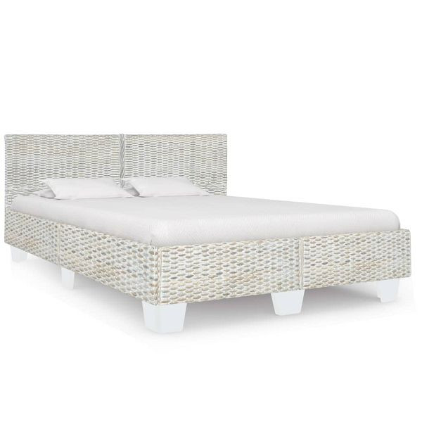 vidaXL Bettgestell Grau Natur Rattan 160 x 200 cm, 283092