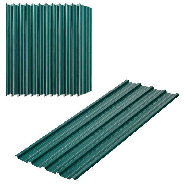 Outsunny 12 Stück Trapezblech 129x45cm 7m² Verzinkt Dachblech 0,25 mm Wetterfest Profilblech Grün, 84H-021V00GN