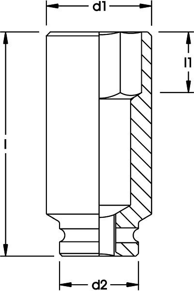 ELORA Kraftschrauber-Einsatz 1", extra tief, 6-kant, 792LT-60 mm, 0792020605100