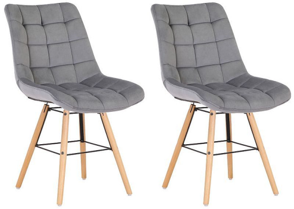 CLP 2er Set Stühle Leni Samt, grau, 323083, 4255716301422