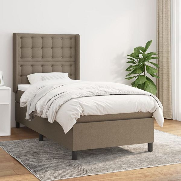vidaXL Boxspringbett mit Matratze Taupe 90x190 cm Stoff, 3131717