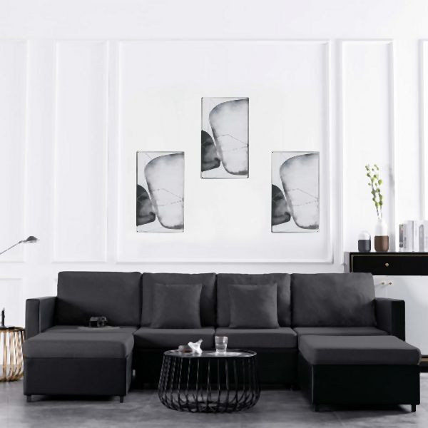 vidaXL 4-Sitzer Schlafsofa Ausziehbar Kunstleder Schwarz, 287217