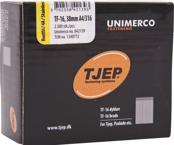 TJEP TF16 38mm Brads, rostfrei A4 Box 2.500 Stück, Brads und Stifte, 842139