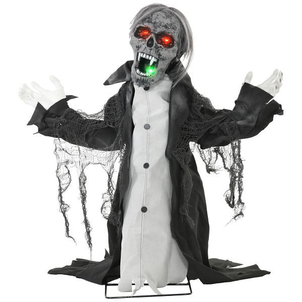 HOMCOM Halloweendeko, Skelett/Zombie, beweglich, Bewegungssensor, LEDs & Sounds, 75 cm, 844-880V00GN