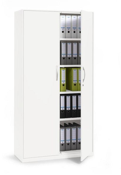 Deskin Flügeltürenschrank BASE LINE - PRO, Korpus und Türen Stahl Weiß RAL 9016, B 800 x H 1950 x T 420 mm, 352877