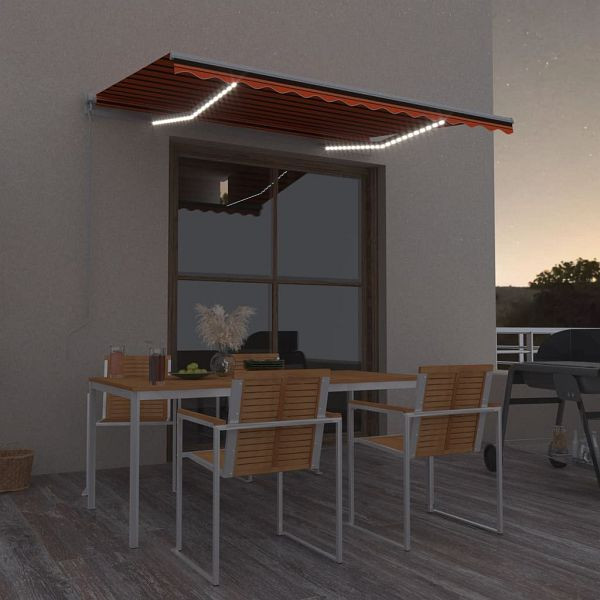 vidaXL Markise Manuell Einziehbar mit LED 300x250 cm Orange und Braun, 3068865