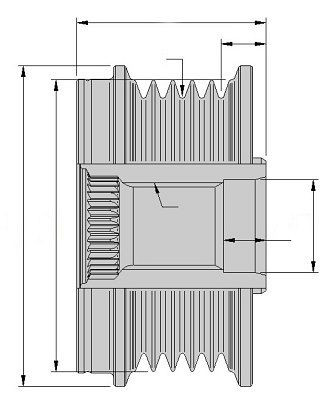 HELLA Generatorfreilauf, Gewindemaß: M16x1,5, Anzahl der Rillen: 6, mit Kappe, 9XU 358 038-331